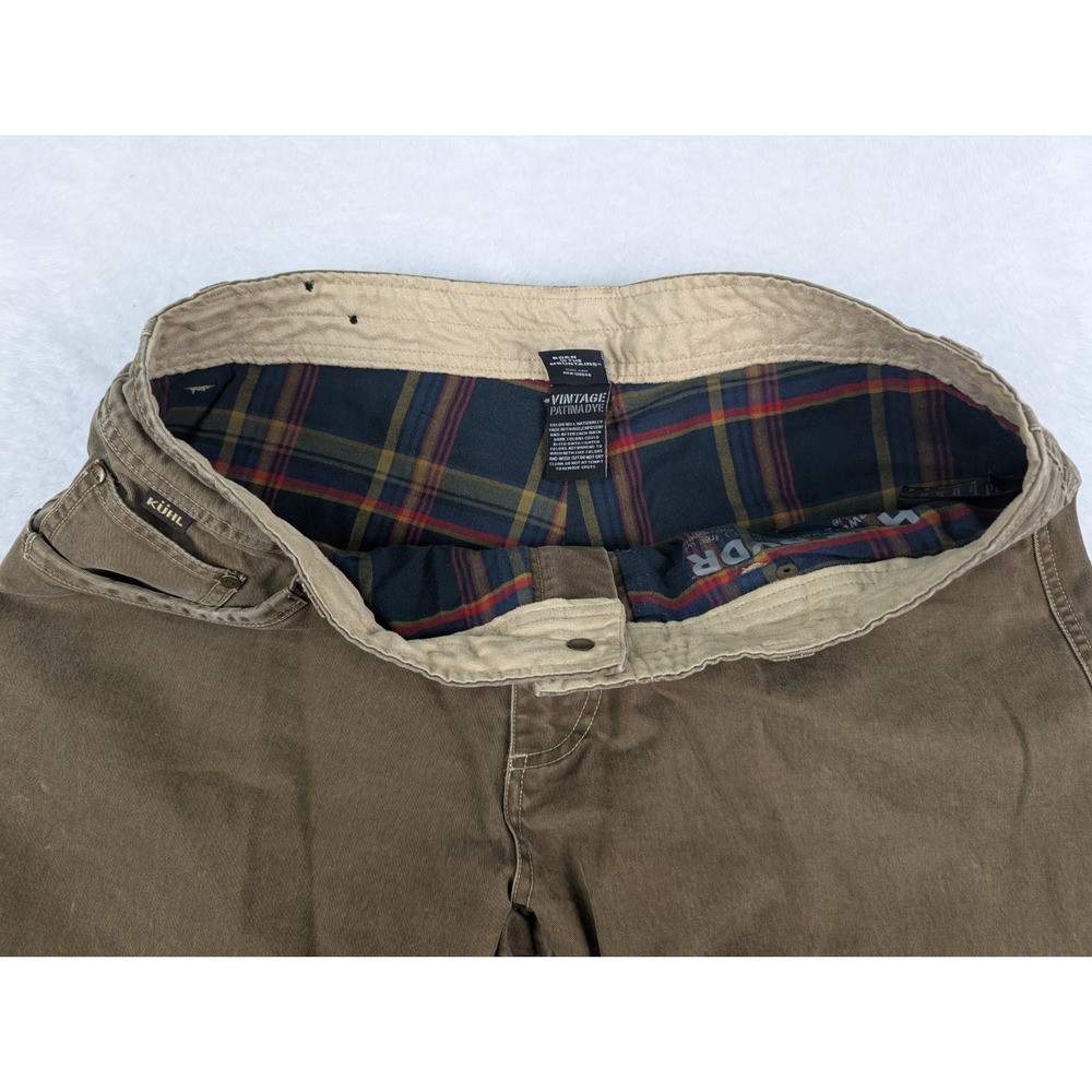 Kuhl Hot Rydr Pants Men's 36x30 Flannel Lined Brown Vintage Patina Dye Work 5113 - Picture 8 of 16